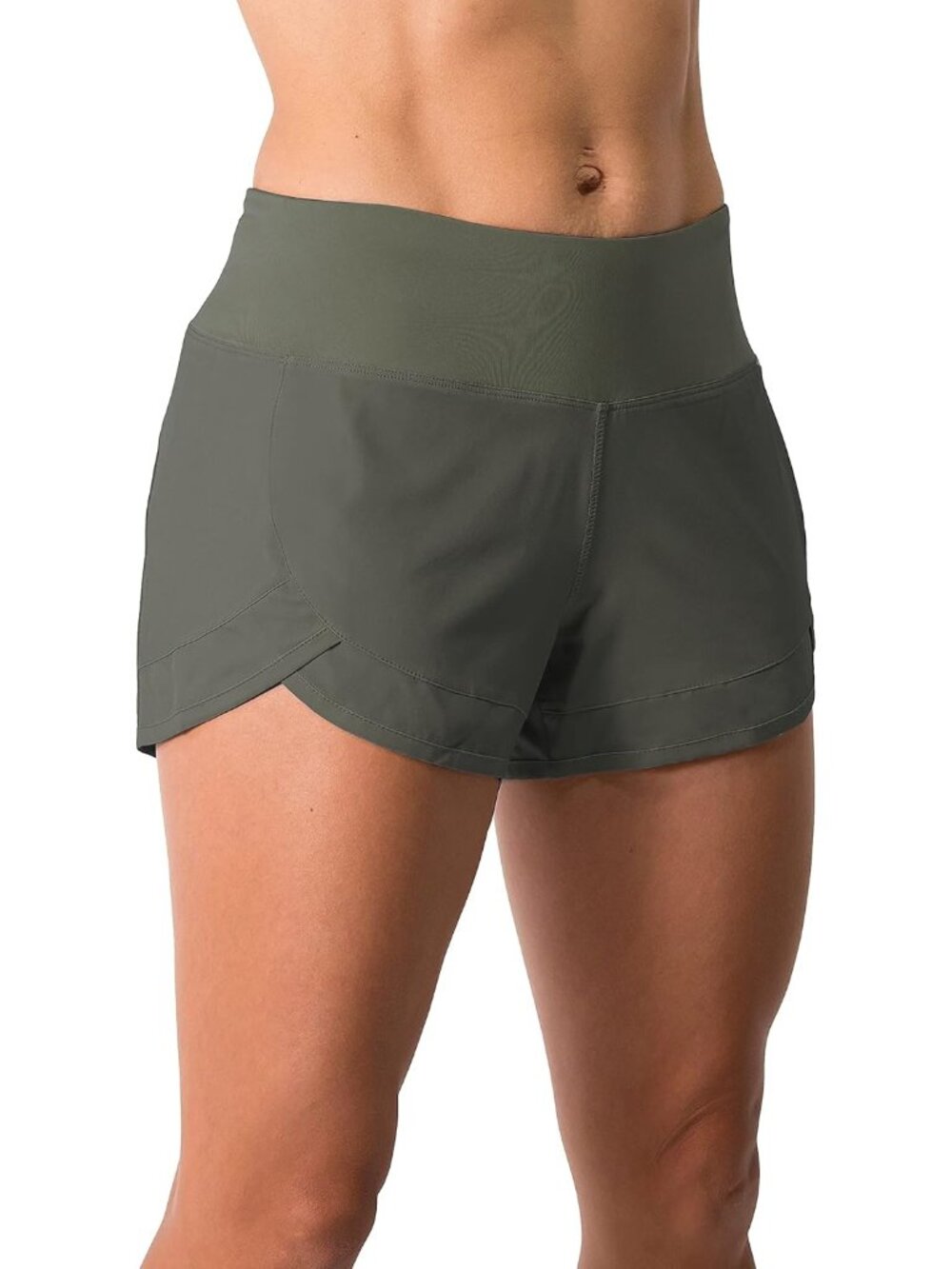 〽️Women's Athletics Volleyball Shorts Olive Green Comfort Running Zipper Pockets